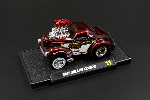 1941 Willys Coupe Gasser "Competition Cams" Alloy Diecast Car Model 1:64 By Maisto - Muscle Machines